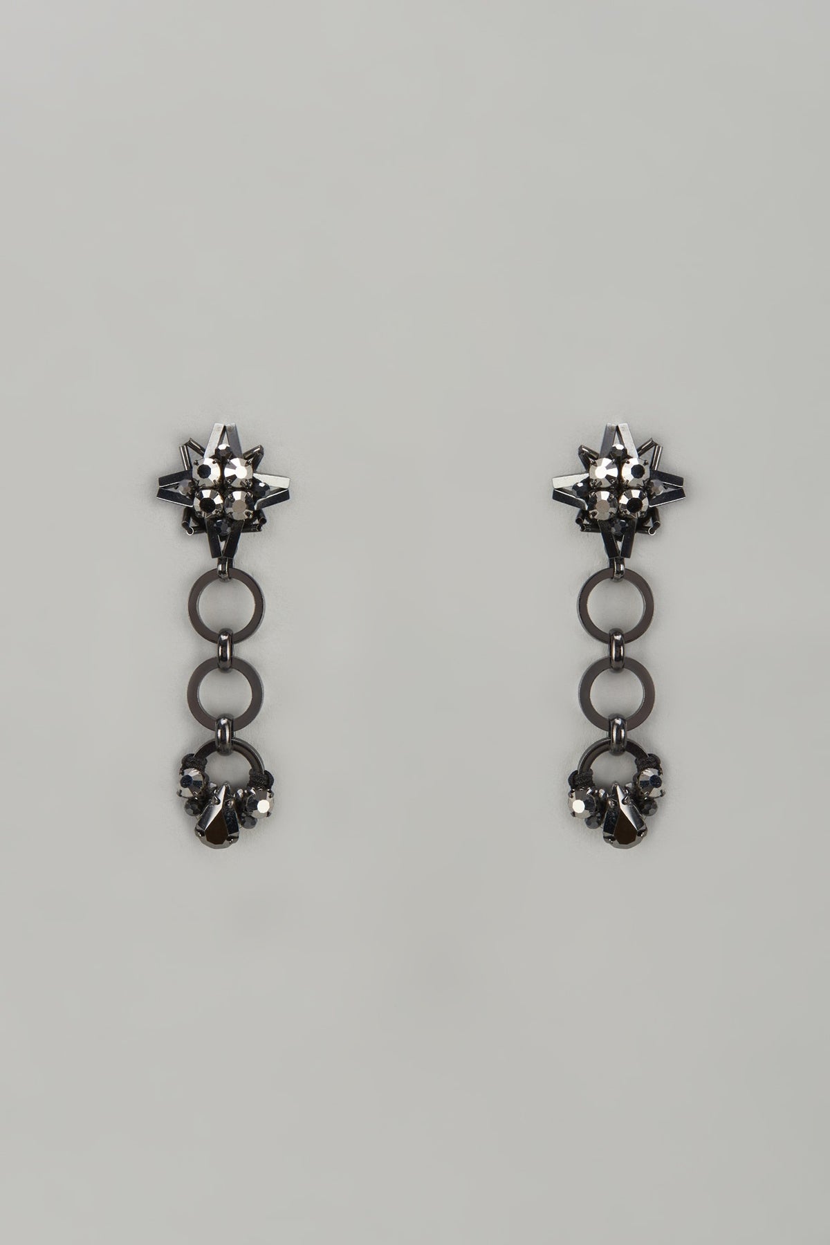 Black Rhodium Finish Crystal & Glass Beaded Dangler Earrings