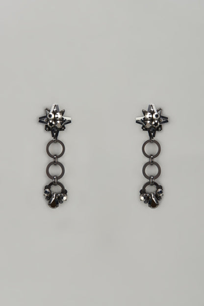 Black Rhodium Finish Crystal & Glass Beaded Dangler Earrings