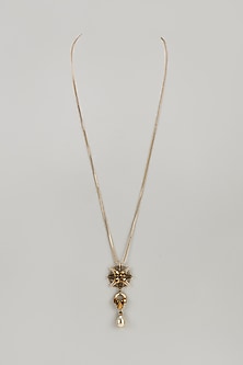 Rose Gold Finish Crystal & Glass Beaded Long Necklace