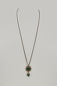 Black Rhodium Finish Crystal & Glass Beaded Long Necklace
