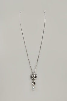 Black Rhodium Finish Crystal & Glass Beaded Long Necklace