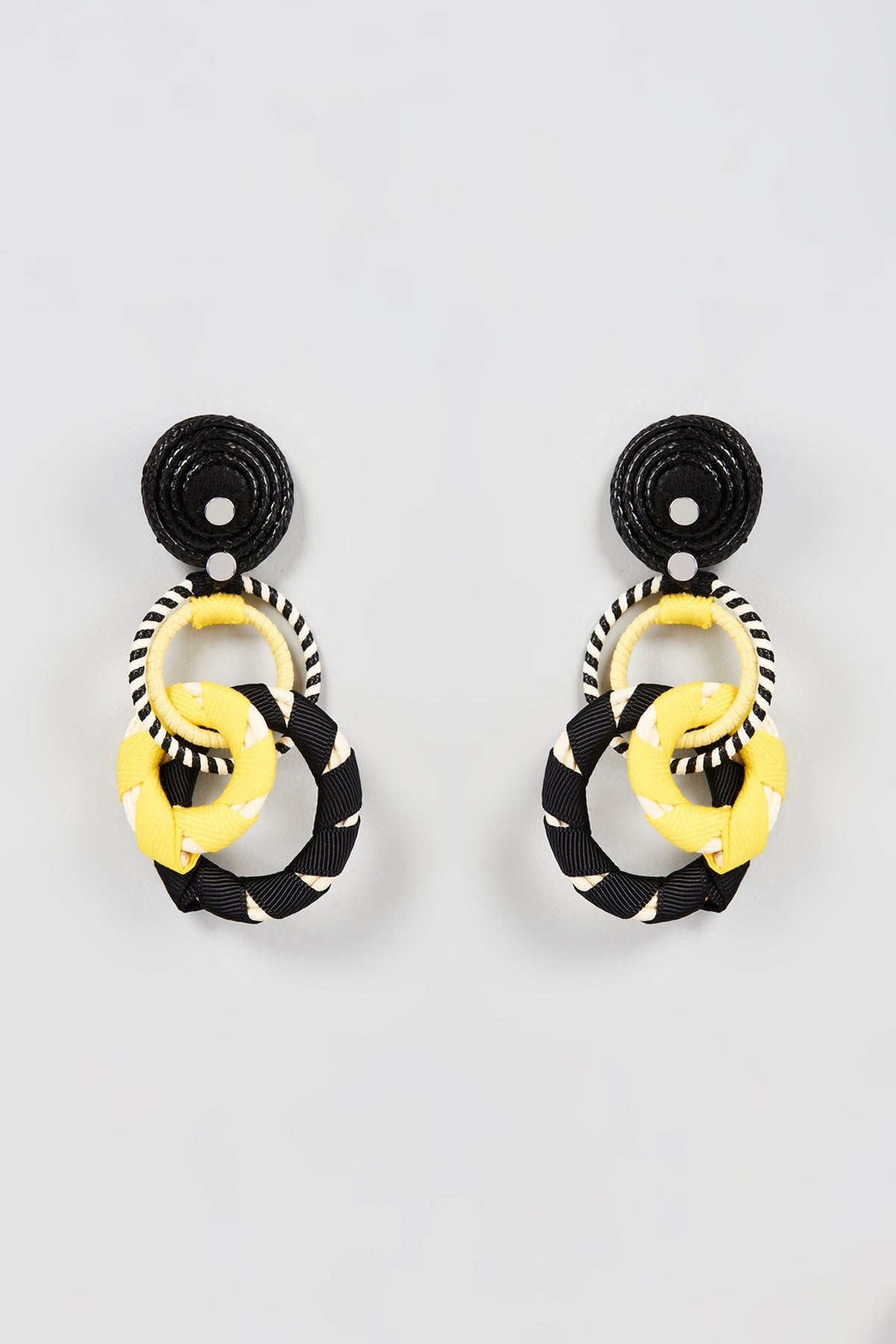 White Finish Honeybee Interlocked Double Hoop Earrings