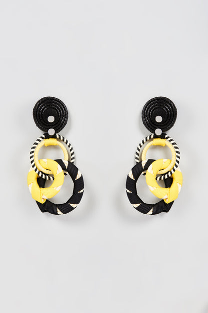 White Finish Honeybee Interlocked Double Hoop Earrings
