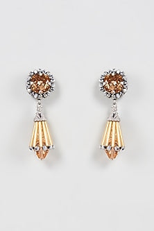 Gold Finish Crystal Drop Dangler Earrings