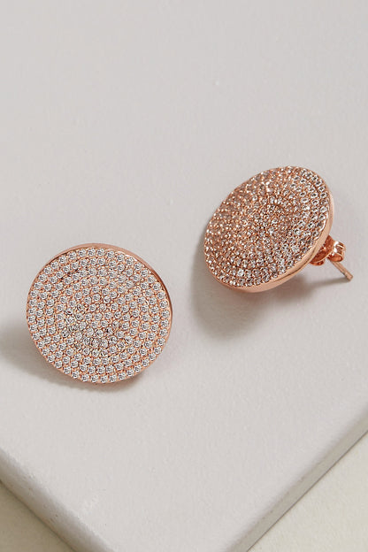 Rose Gold Finish Cubic Zirconia Stud Earrings