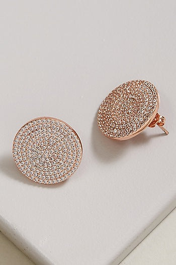 Rose Gold Finish Cubic Zirconia Stud Earrings