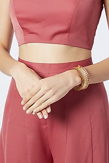 Gold Plated Cubic Zirconia & Kundan Kada Bracelet