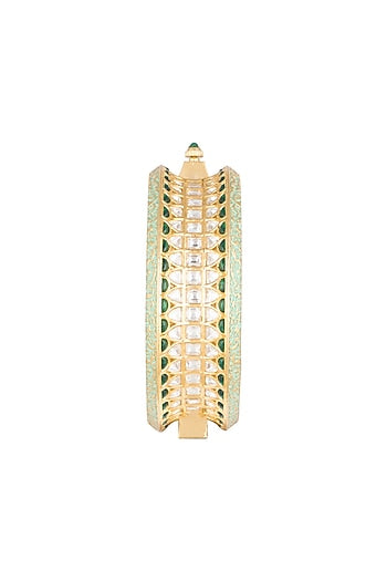 Gold Plated Cubic Zirconia Kada Bracelet