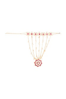 Gold Plated Beads & Cubic Zirconia Hath Phool