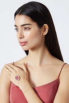 Gold Plated Cubic Zirconia & Beads Hath Phool