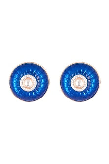 Gold Plated Blue Stone Stud Earrings