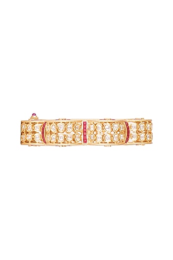 Gold Plated Red Stone Kada Bracelet