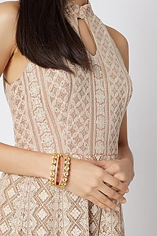 Gold Plated Pink Enameled Bangles