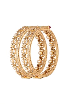 Gold Plated Bangles With Chaand Motifs
