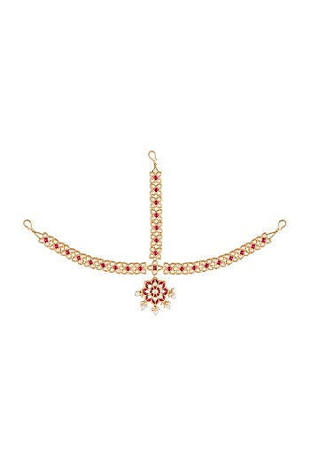 Gold Plated Stone Maang Tikka