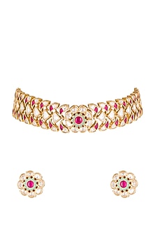 Gold Plated Floral Choker Necklace