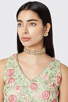 Gold Plated Floral Choker Necklace