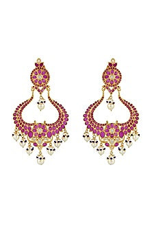 Gold Finish Earrings In Sterling Silver