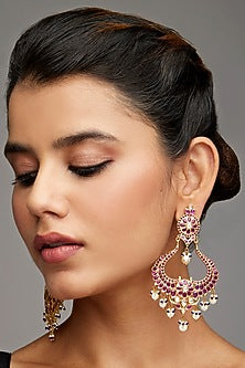 Gold Finish Earrings In Sterling Silver