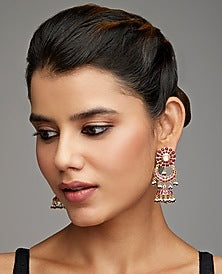 Gold Finish Earrings In Sterling Silver