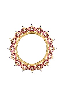Gold Finish Pink Stone Bangle In Sterling Silver