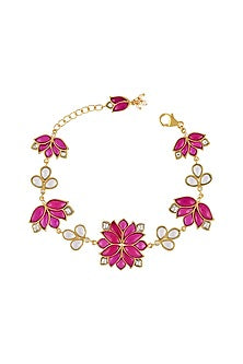 Gold Finish Mogra Bracelet In Sterling Silver