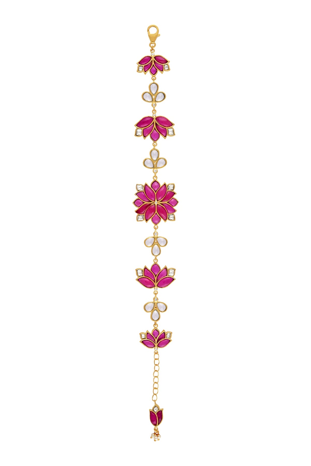 Gold Finish Mogra Bracelet In Sterling Silver