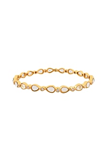 Gold Finish Single Line Bangle In Sterling Silver