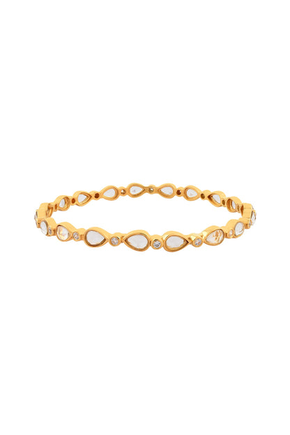 Gold Finish Single Line Bangle In Sterling Silver