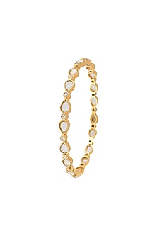 Gold Finish Single Line Bangle In Sterling Silver