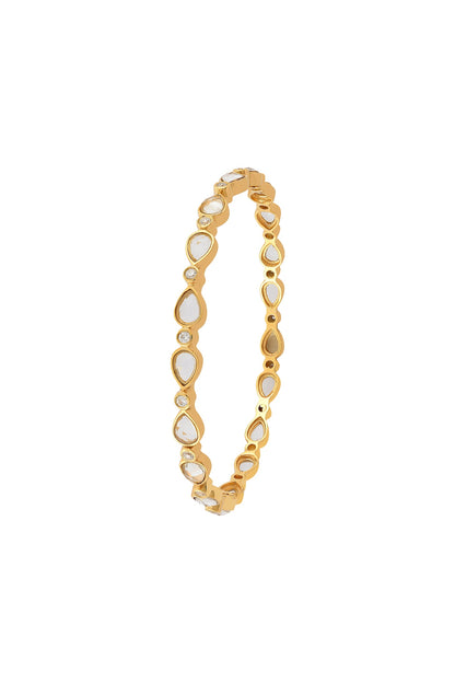 Gold Finish Single Line Bangle In Sterling Silver