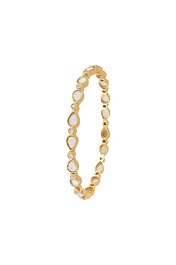 Gold Finish Single Line Bangle In Sterling Silver