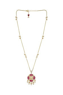 Gold Finish Chain Pendant Necklace In Sterling Silver