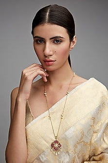 Gold Finish Chain Pendant Necklace In Sterling Silver