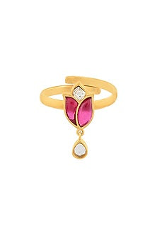 Gold Finish Mogra Bud Toe Ring In Sterling Silver