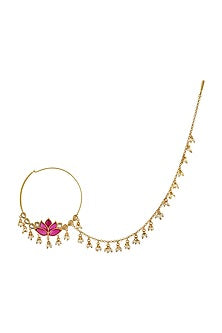 Gold Finish Mogra Nath In Sterling Silver