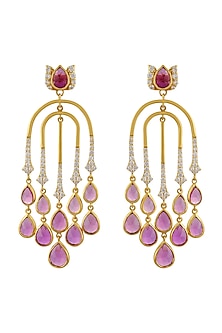 Gold Finish Semi Dangler Earrings In Sterling Silver