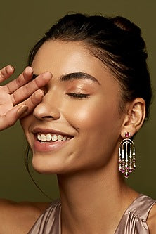 Gold Finish Semi Dangler Earrings In Sterling Silver