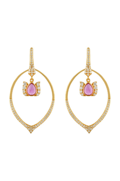 Gold Finish Small Dangler Earrings In Sterling Silver