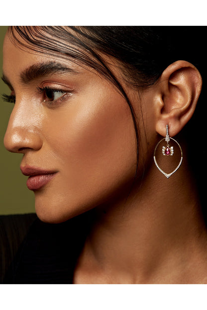 Gold Finish Small Dangler Earrings In Sterling Silver