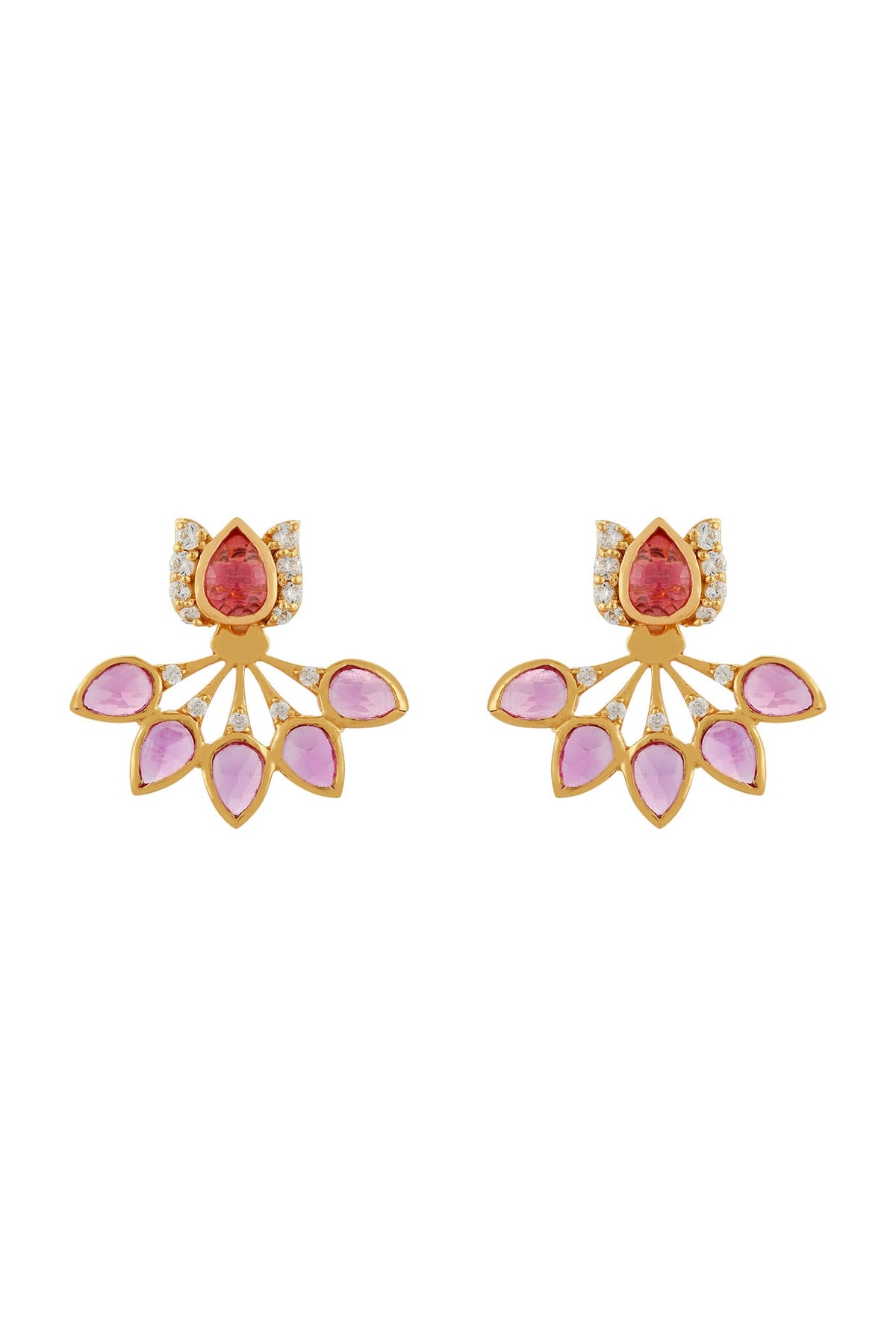 Gold Finish Tulip Garden Earrings In Sterling Silver