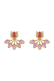 Gold Finish Tulip Garden Earrings In Sterling Silver