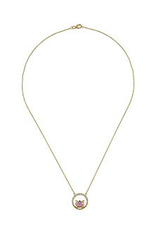 Gold Finish Semi-Precious Stone Pendant Necklace In Sterling Silver