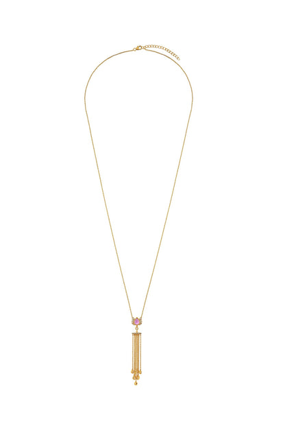 Gold Finish Tulip Garden Diamond Pendant Necklace In Sterling Silver