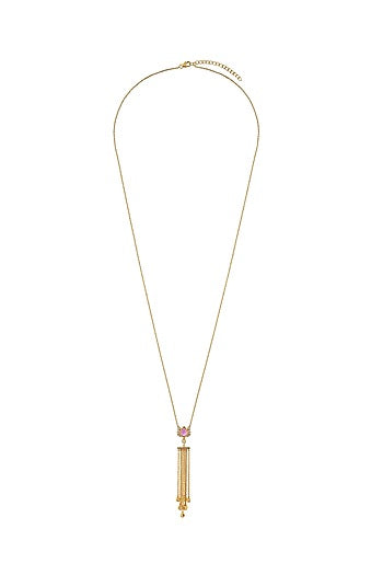Gold Finish Tulip Garden Diamond Pendant Necklace In Sterling Silver