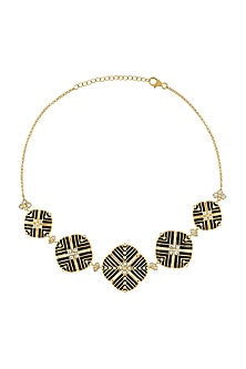 Gold Finish Enameled Choker Necklace In Sterling Silver