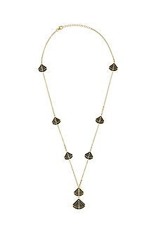 Gold Finish Enameled Long Necklace In Sterling Silver