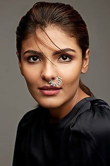 Silver Finish Oxidised Nose Ring In Sterling Silver