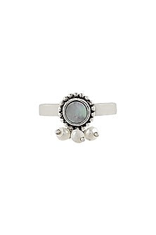 Silver Finish Oxidised Toe Ring In Sterling Silver