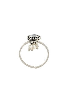 Silver Finish Oxidised Toe Ring In Sterling Silver